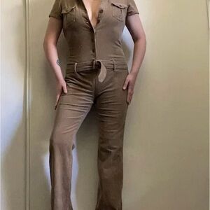 Hot Kiss Chocolate Brown Corduroy Jumpsuit